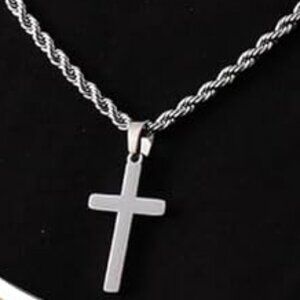 Cross Necklace with Chain: SILVER NWOT